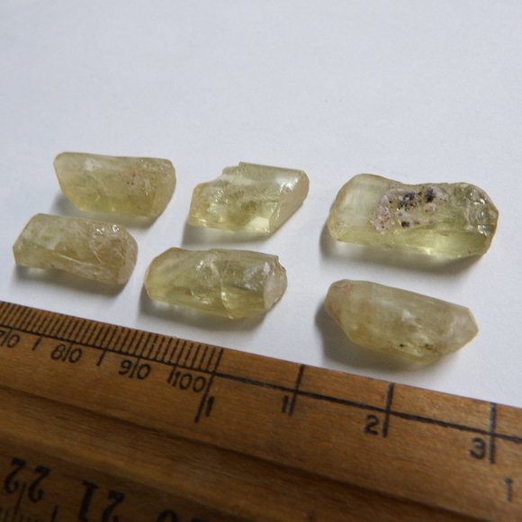 6pcs 68ct double terminated yellow apatite rough gemstone crystal lot mexico - Picture 7 of 7